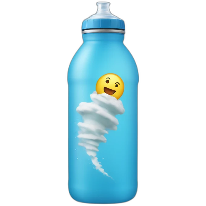 a water bottle in a tornado emoji