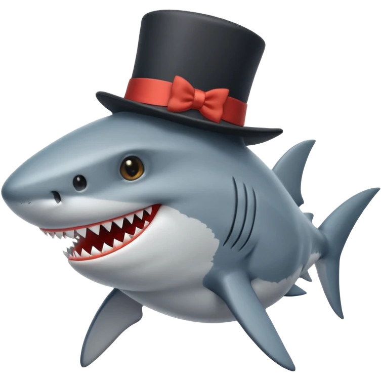 Shark with a top hat emoji