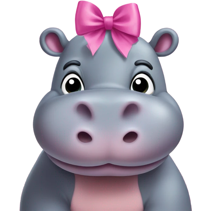 Pink bow on a hippo head emoji