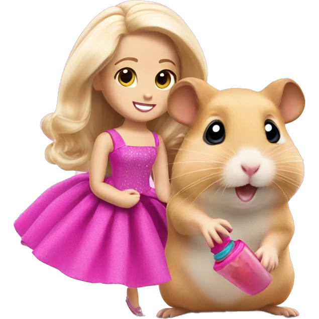 Hamster playing with Barbie’s  emoji