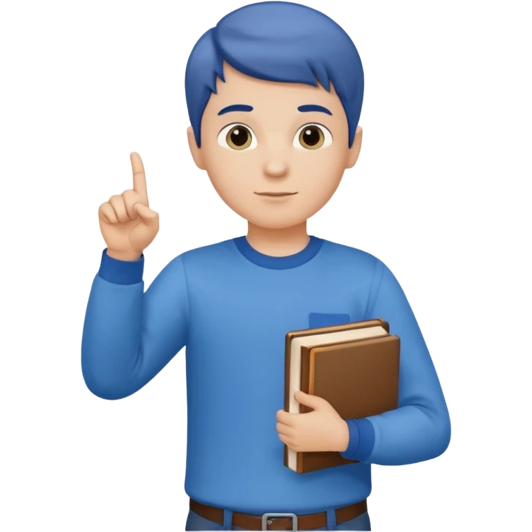 պետք է լինի կանգնած տղա որի մի ձեռքում կլինեն գրքեր իսկ մյուս ձեռքը ցույց կկտա աջ emoji