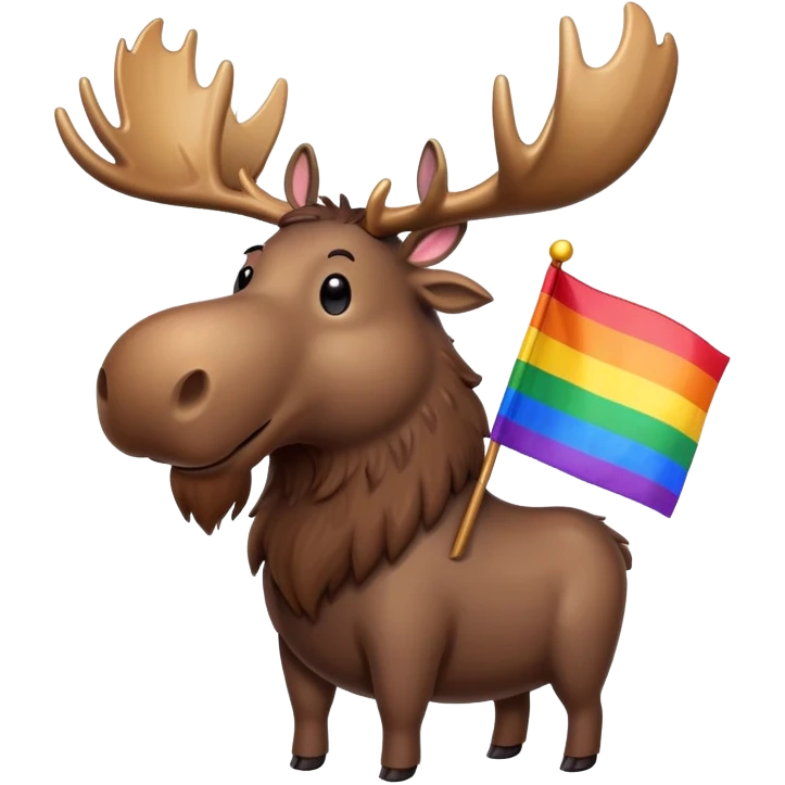 Moose holding a pride flag emoji