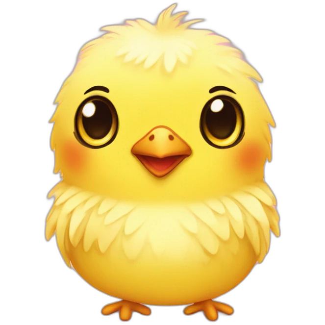 yellow fluffy chick in love with heart-shaped eyes emoji