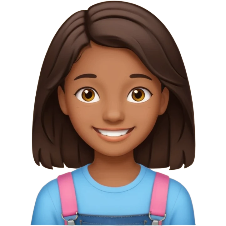 Create an icon of teenage girl with Brown and medium length dark brown hair and She is wearing braces emoji