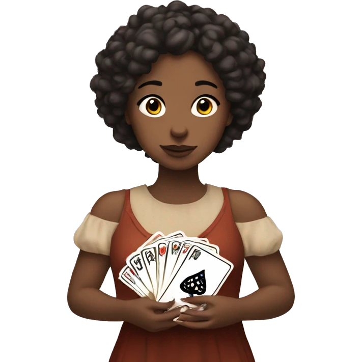 girl holding tarot cards emoji