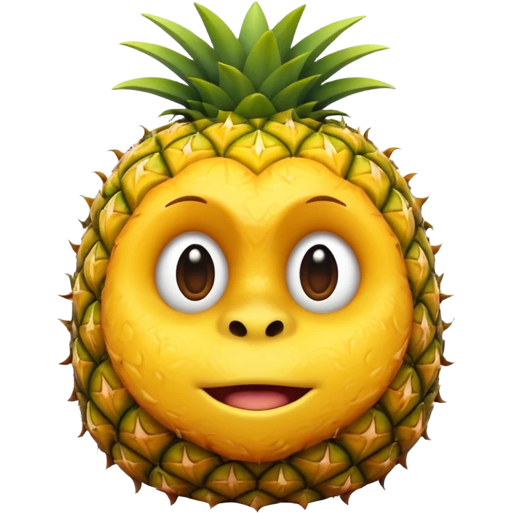pineapple, emoji style, similar to orangutan face emoji style, subtle highlight emoji