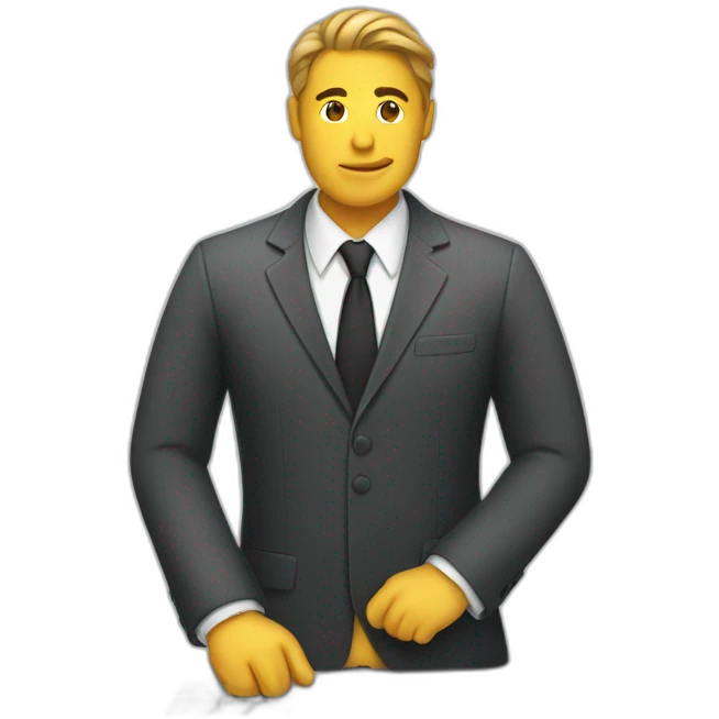 a man in a suit working on his Mac emoji