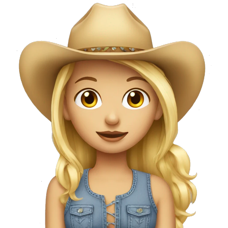 blonde girl wearing a cowgirl hat with a sun dress on. include a hoop nose piercing emoji