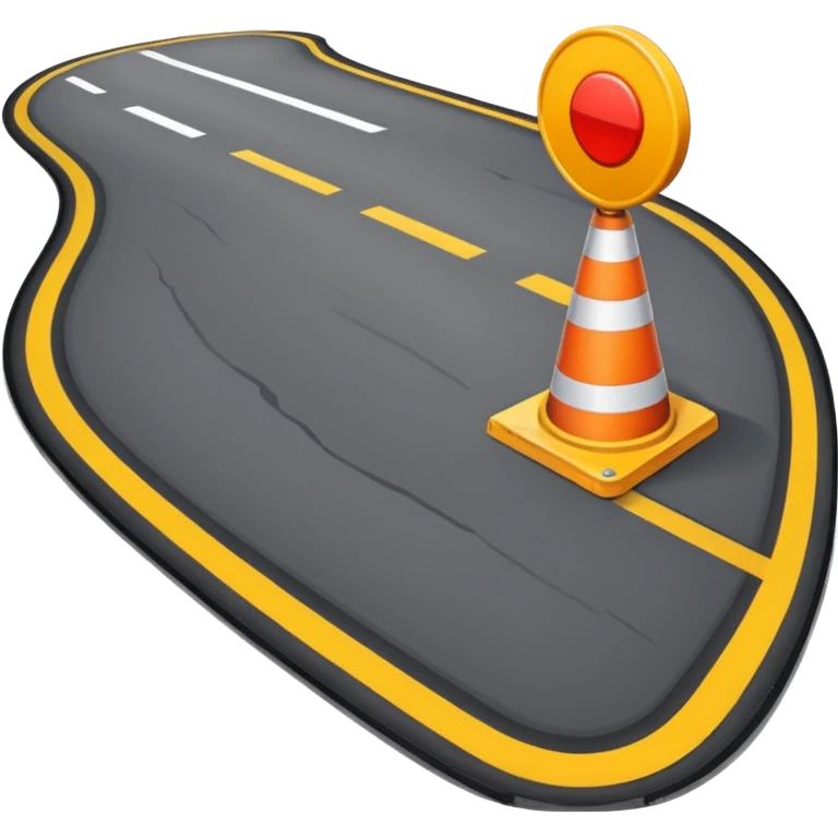 Emoji-style illustration of road surface repair, flat vector look, bold outlines, minimal details, no background. emoji