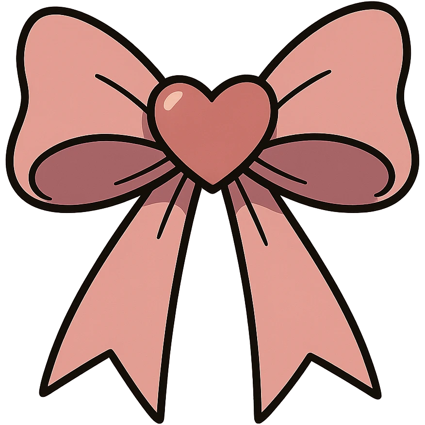 pink gothic bow with heart-shaped center emoji