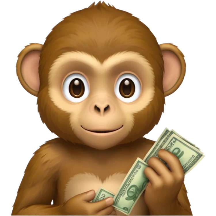 monkey holding money on sholdure emoji