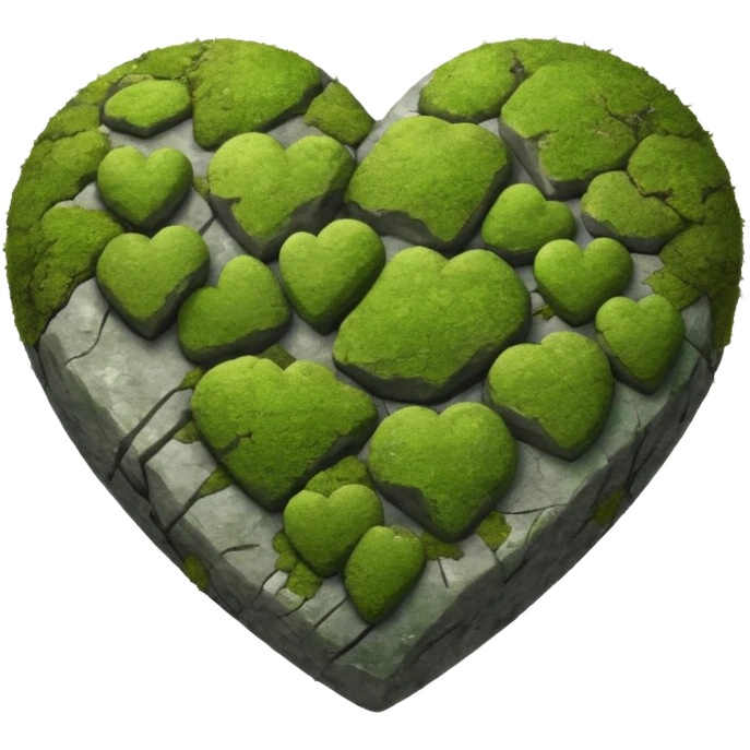 Rock with a touch of moss shaped like a heart emoji
