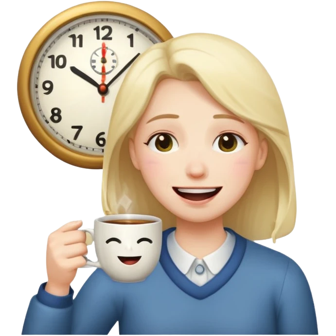 cry laugh with a clock and tea emoji