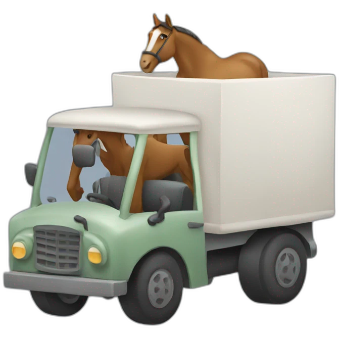 a horse driving a truck emoji