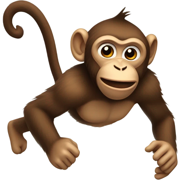 A monkey jumping over a rainbow giving a Kissy face emoji