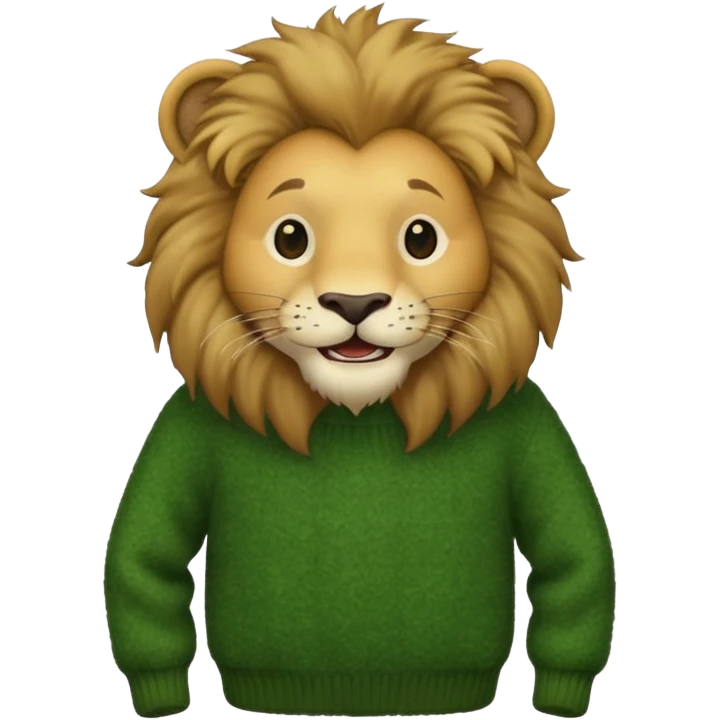lion wearing green jumper emoji