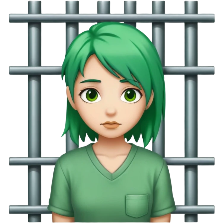 Girl with green hair in jail emoji