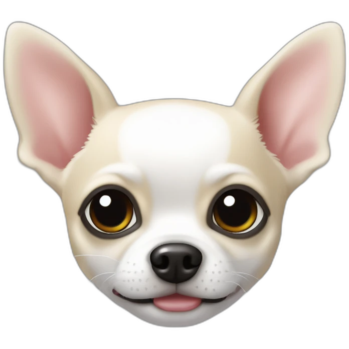 Chihuahua blanc et noir poilu avec des taches noires  emoji