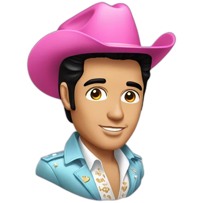 Elvis Presley with pink cowboy hat emoji