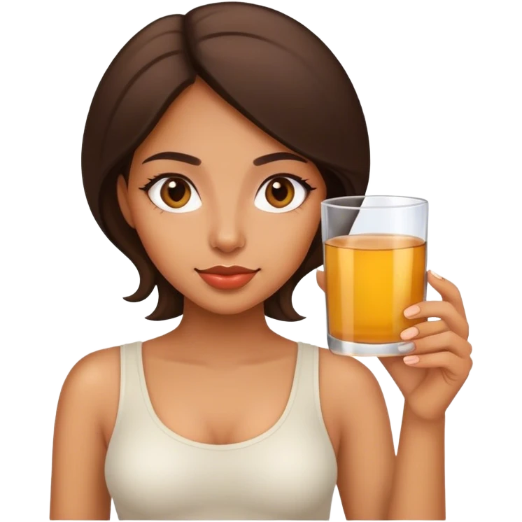 Latina girl with apple juice emoji