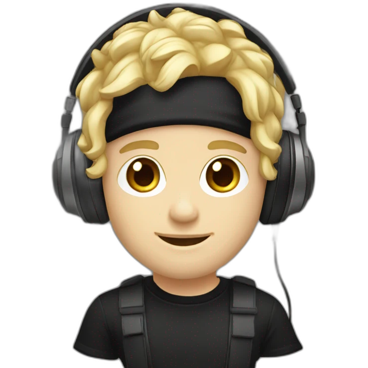 dj headphones man blonde haired white skin black t-shirt emoji
