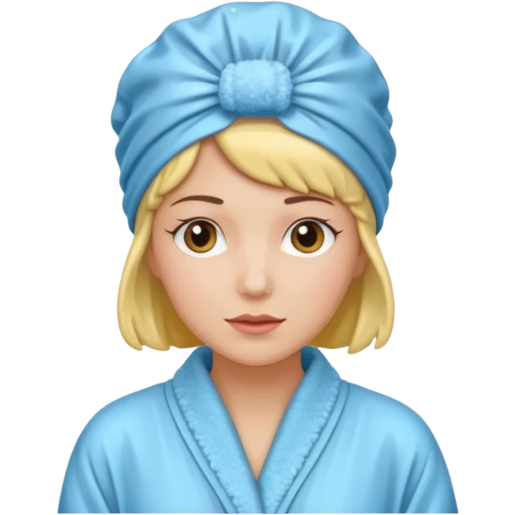 Mujer con un gorro de ducha y bata emoji