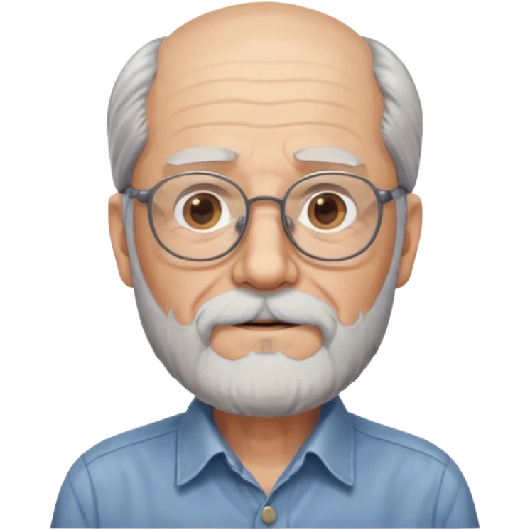 elderly glasses man with long beard and shirt emoji
