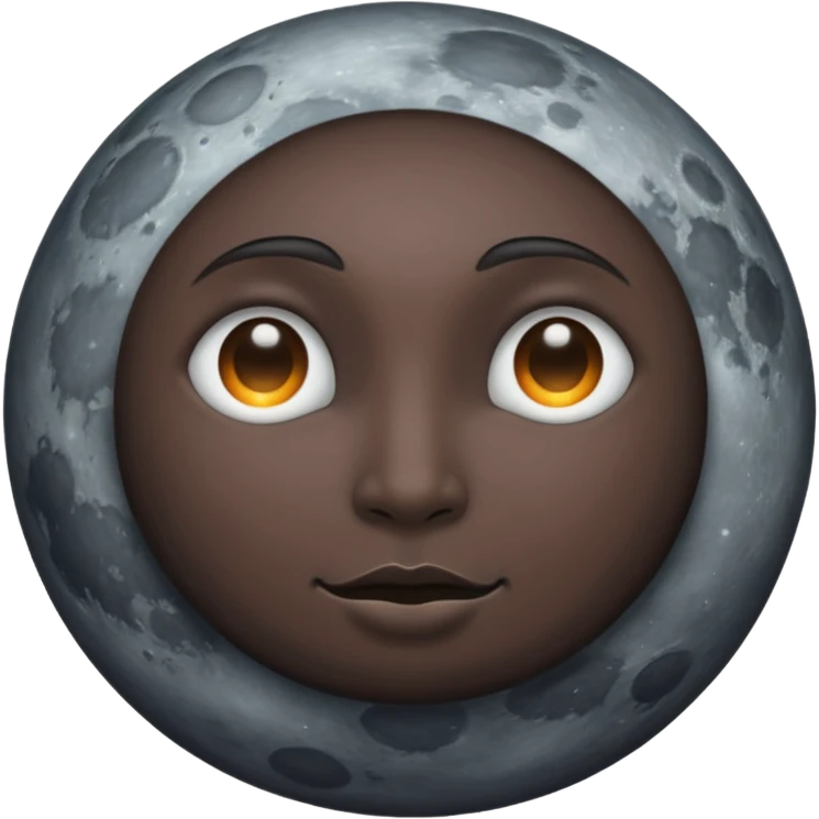iOS emoji, dark moon, silver outline, mystical symbols, dark fantasy, smooth texture emoji