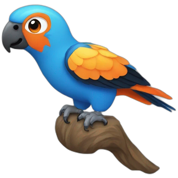 Small blue parrot with orange beak and black gu emoji