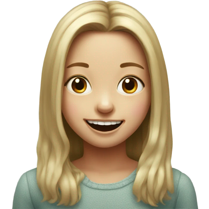 realistic indoor portrait of girl no teeth showing  emoji