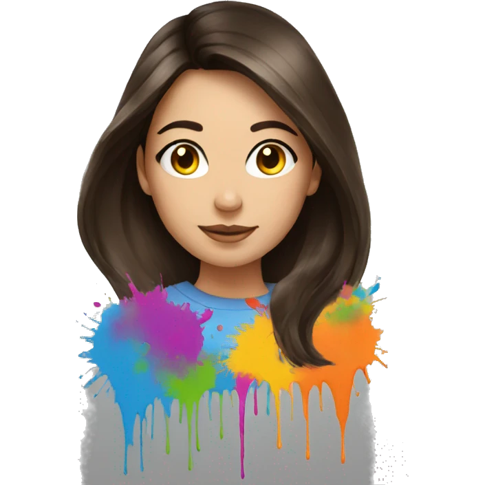 Brunette girl paint splatter background emoji