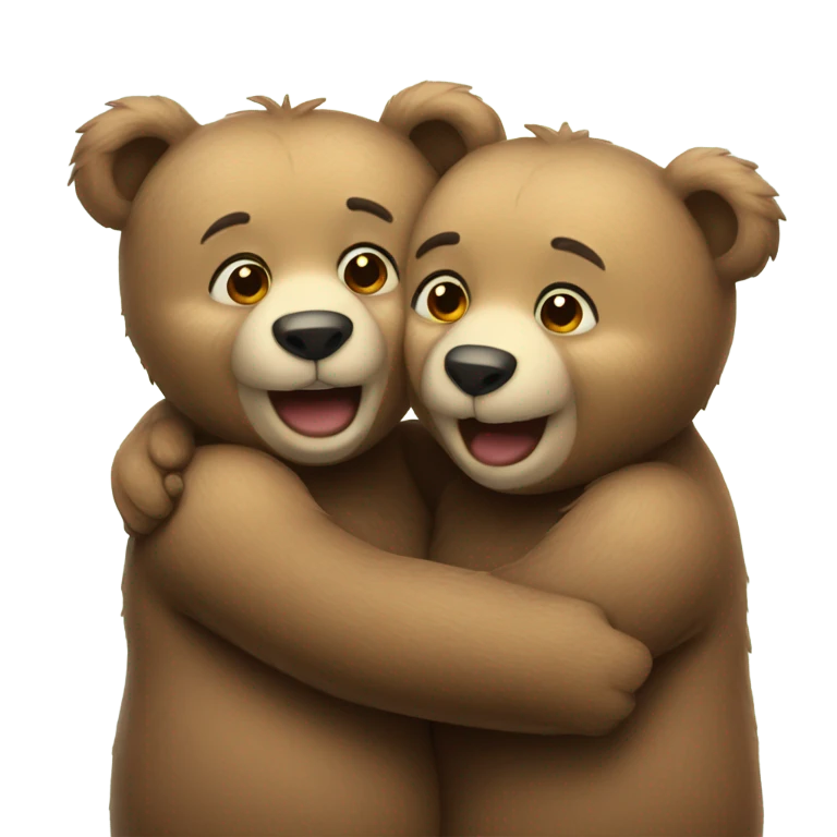 two cute bears hugging emoji