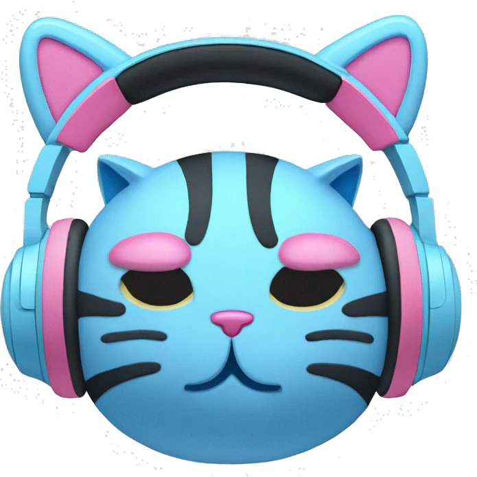 light blue and pink headphones with cat ears on them emoji