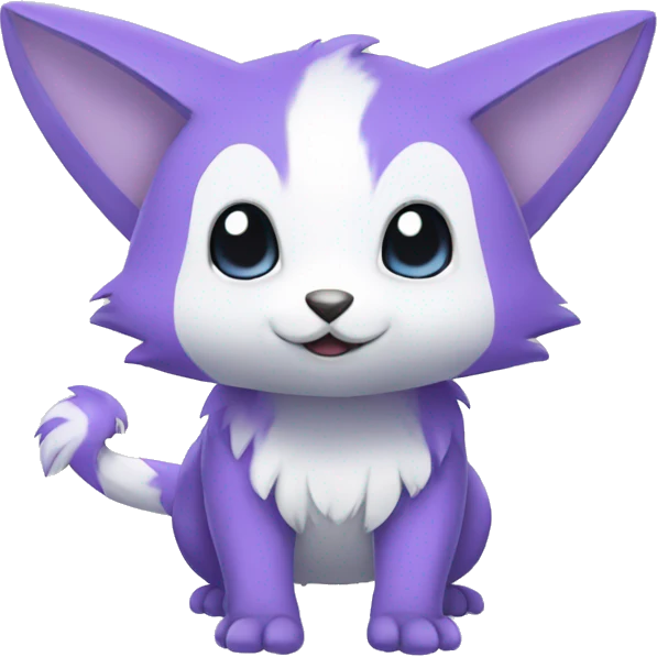 Cute cool purple white blue animal hybrid Fakemon full body emoji