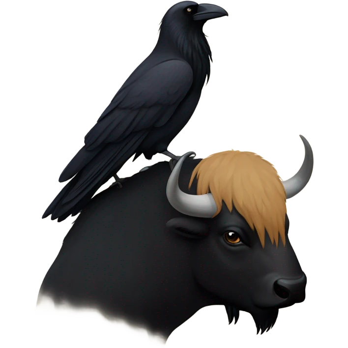 Raven sitting on a buffalo  emoji