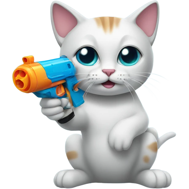 cat with a water gun emoji
