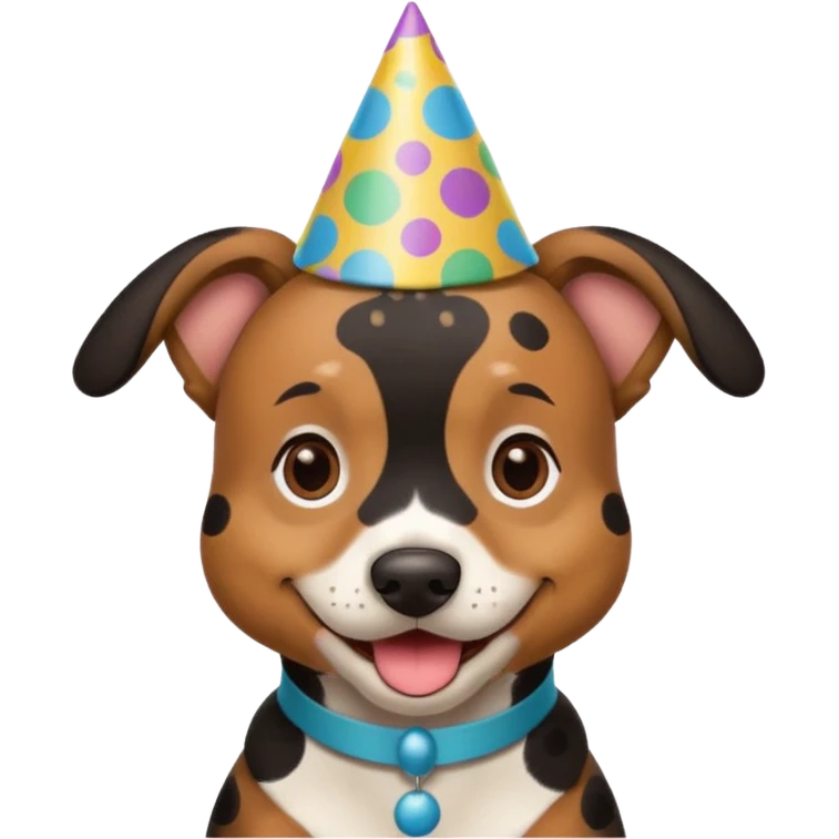 black and brown spotted dog at a birthday party emoji