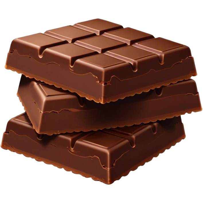 Cinematic silky dark chocolate bar, broken into perfect squares, rich cocoa tones, slightly melting edges, fine texture and decadent shine, warm golden highlights, tempting and rich. emoji