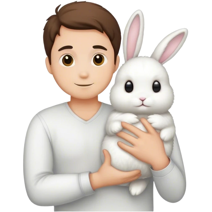 Man holding a bunny emoji