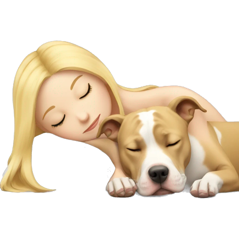 blonde girl sleeping with a blonde pitbull  emoji