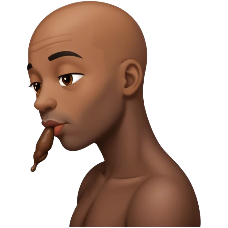 Black bald man kissing  emoji