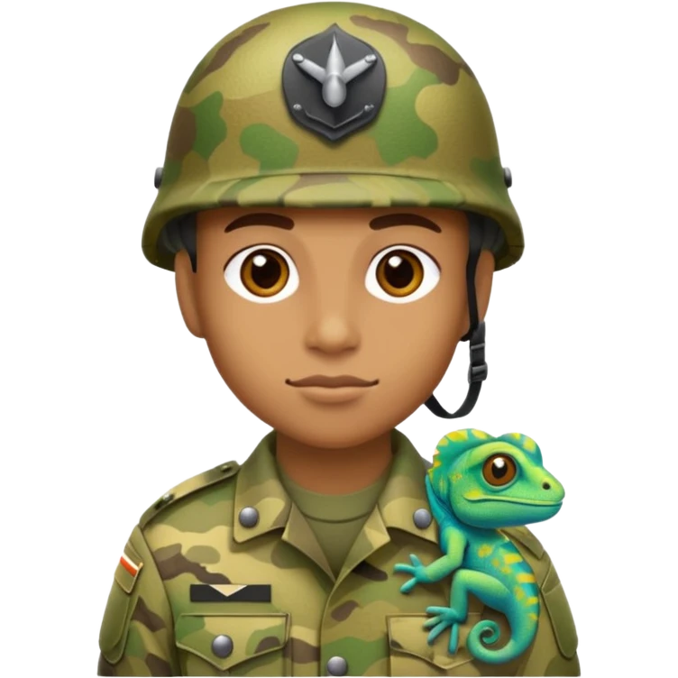 Quiero un soldado con el camuflado camaleón emoji