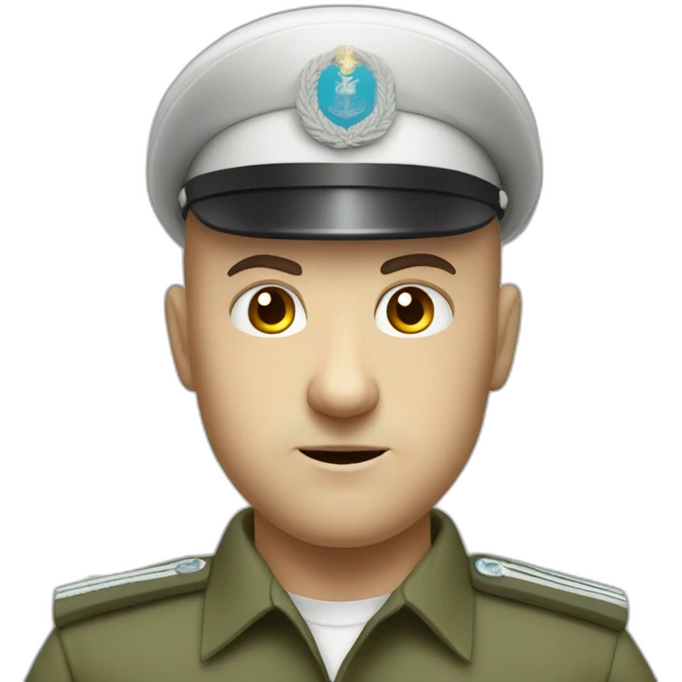 Bald white extremely angry furious serious military man with khaki israel defense forces uniform and cyan beret highly detailed emoji