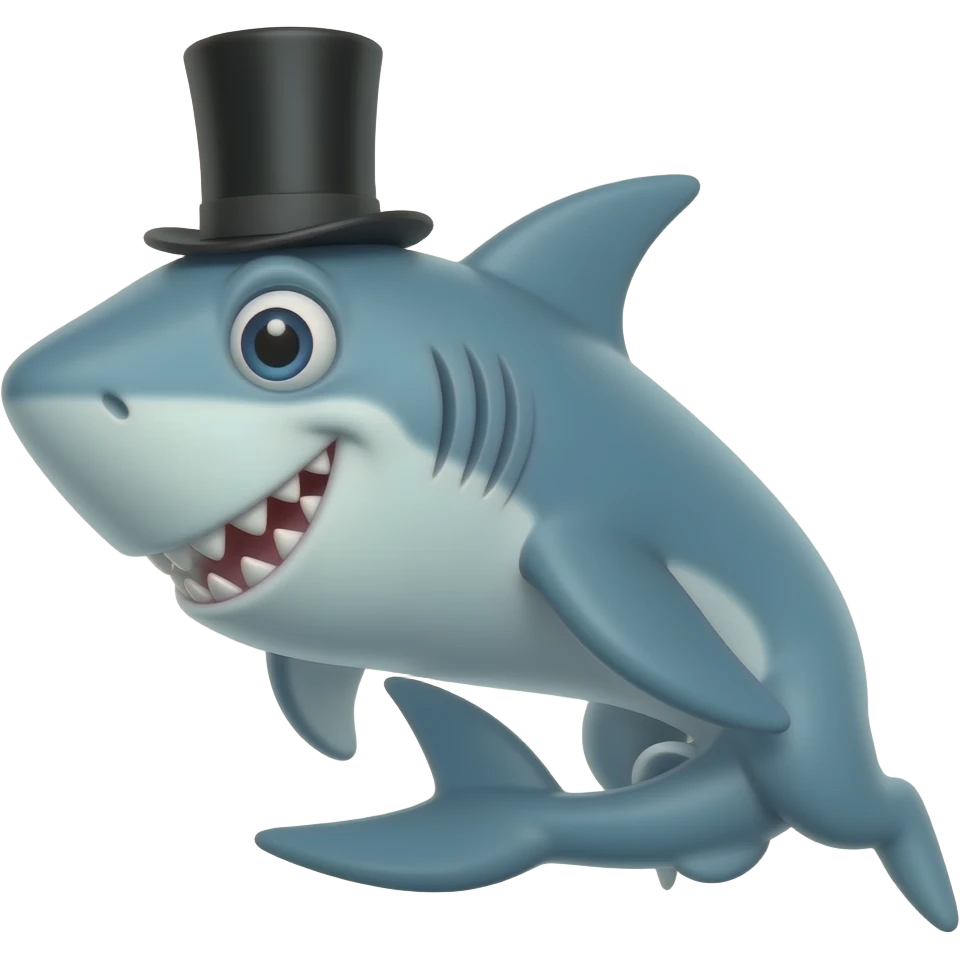 Shark with a top hat emoji