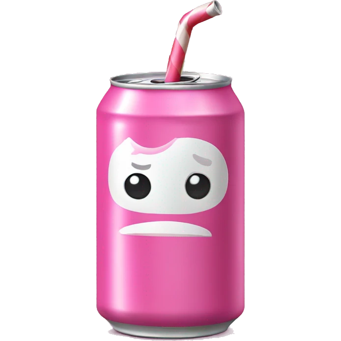 Pink diet soda can with straw and bow emoji