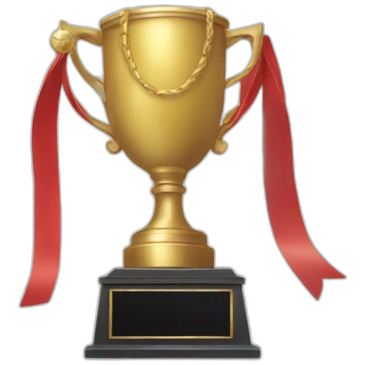 trophy with a medal hanging from it like a necklace emoji