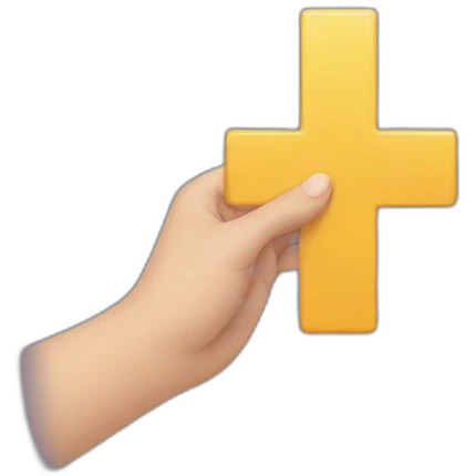 A hand holding a sign with a cross on it emoji