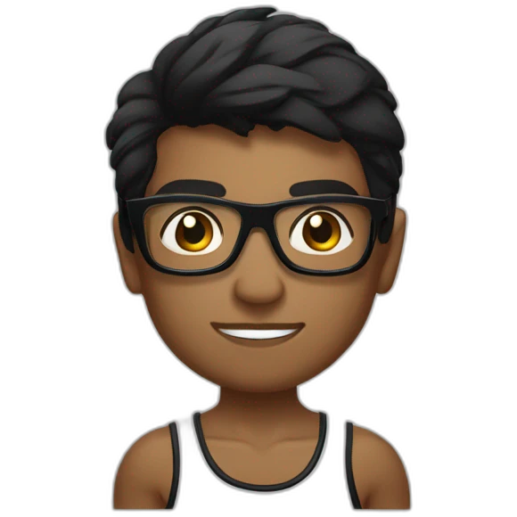 Boy Sri lankan MMA fighter with glases black and lisse hairwhit a boxer potition emoji