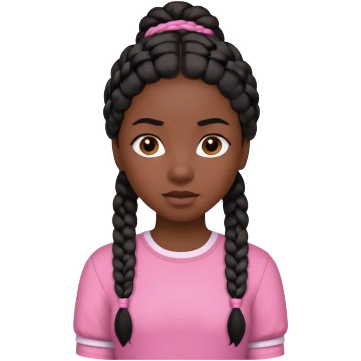 black girl with braided black hair and pink shirt emoji