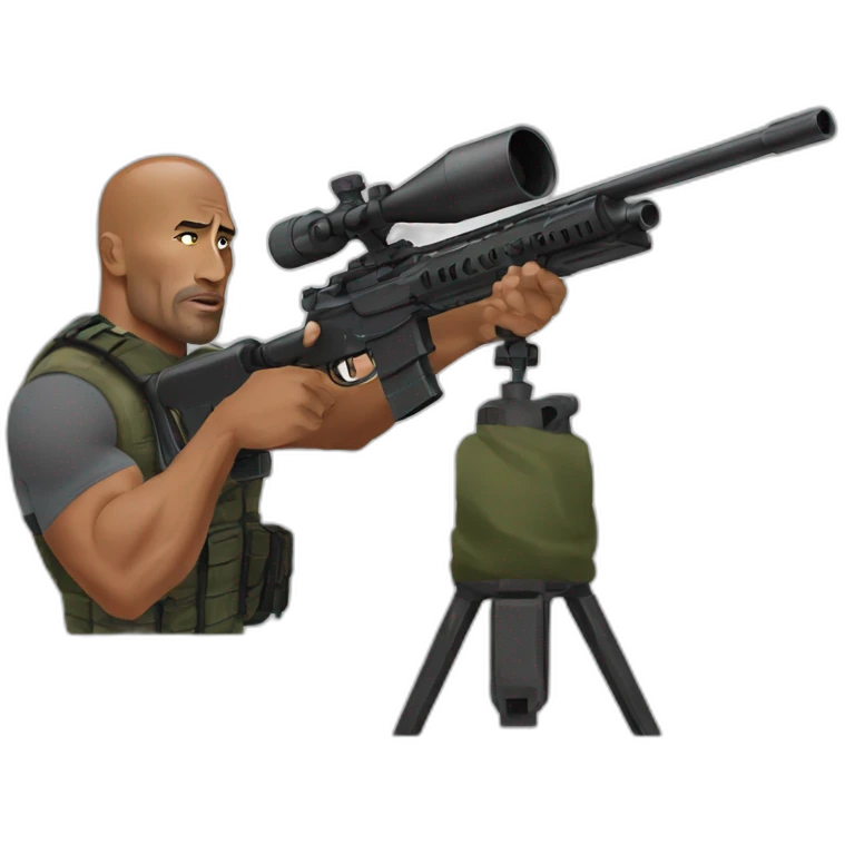 Dwayne Johnson with a sniper emoji